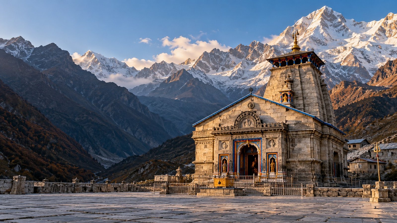 AI-generated illustration of kedarnath Temple surrounded by the Garhwal Himalayas